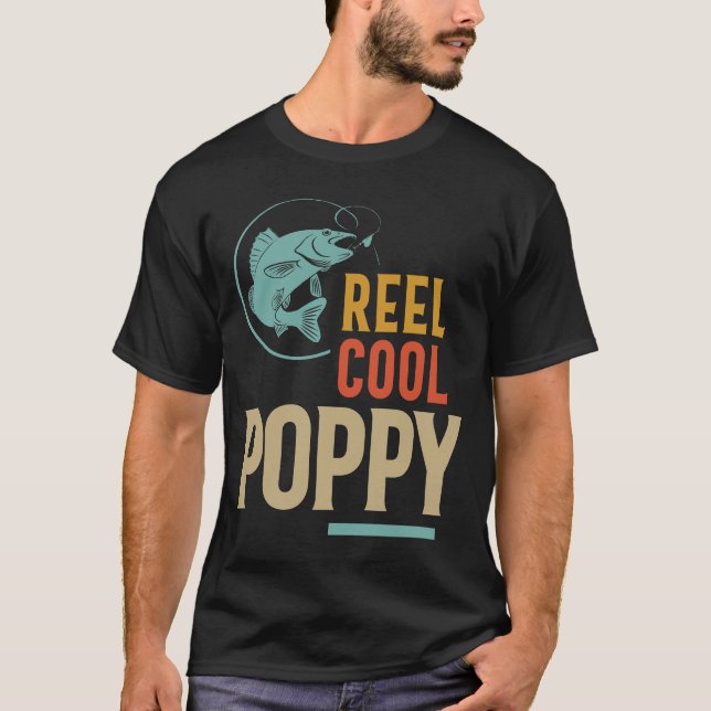 Father's Day Gifts T-Shirt Fishing Reel Cool Poppy (Front)