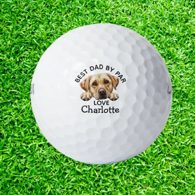 Fathers Day Golden Labrador Puppy  Golf Balls (Discover awesome golf gift ideas, from unique dog golf ball! Perfect for your golf-loving friends)