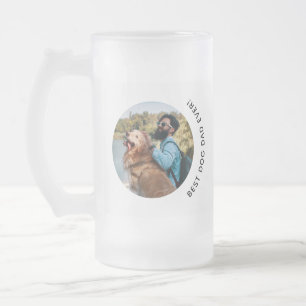 Father's Day Golden Retriever Dad Custom Photo Frosted Glass Beer Mug