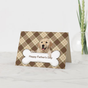 Father's Day golden retriever on plaid Card
