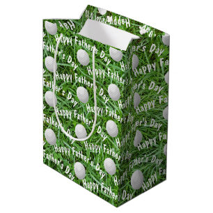 Father's Day Golf Balls on Grass Medium Gift Bag