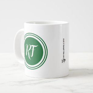Fathers Day Golf Dad Green Script Circle Monogram Large Coffee Mug