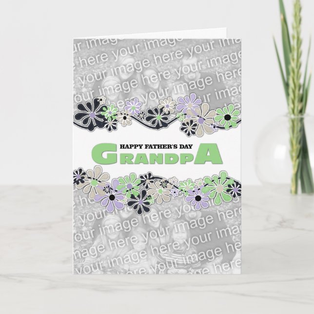 Father's Day Grandpa ADD YOUR PHOTO Centre Blossom Card (Front)