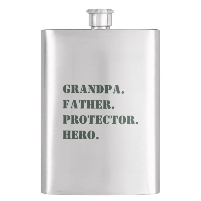 Father's Day Grandpa Father Protector Hero Text Hip Flask (Front)