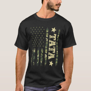 Fathers Day Grandpa Tata Camouflage American Flag T-Shirt