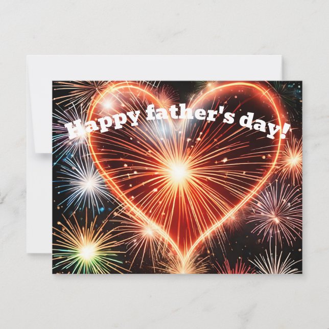 Father's Day greeting card with heart's fireworks (Front)