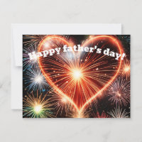 Father's Day greeting card with heart's fireworks