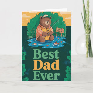 Father's Day greeting with cute bear fishing Card