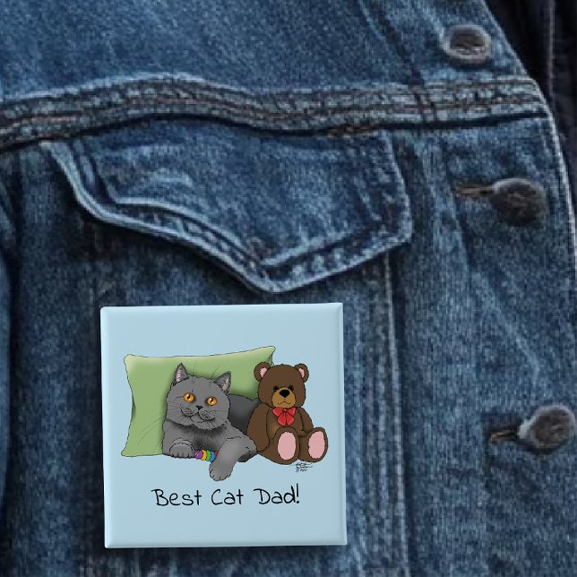  Father's Day Grey Cat 15 Cm Square Badge (Creator Uploaded)