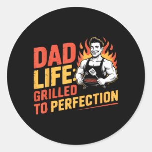 Fathers Day Grilling Dad Grillmaster Daddy Classic Round Sticker