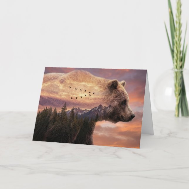 Father's Day Grizzly Bear and Mountains Card (Front)