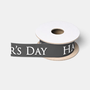 Father's Day "Happy Father's Day" in White / Grey Satin Ribbon