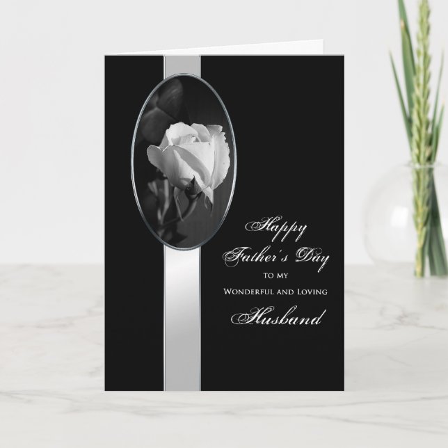 Father's Day Husband - Elegant rose Card (Front)