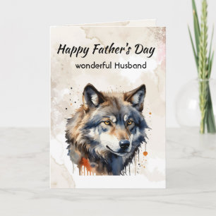 Father's Day Husband Watercolor Wolf Holiday Card