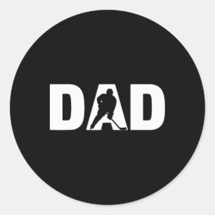 Fathers Day Ice Hockey Player Mens Ice Hockey Dad  Classic Round Sticker