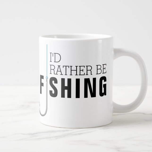 Father's Day I'd Rather Be Fishing Large Coffee Mug (Right)