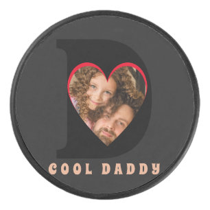 Father's Day Keepsake Photo Dad Heart Collage Hockey Puck