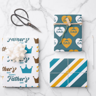 Father's Day King Dad Set Wrapping Paper Sheet
