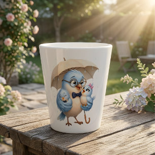  Father's Day Latte Mug   Blue Dad Bird Family 