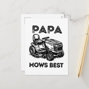Fathers Day Lawn Tractor Riding Lawn Mower Holiday Postcard
