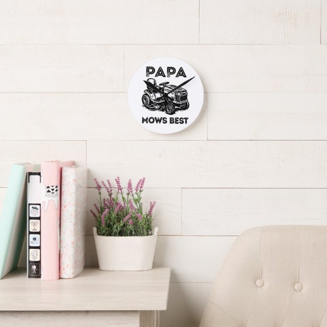 Fathers Day Lawn Tractor Riding Lawn Mower  Round Clock (Reading Room)