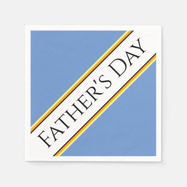 FATHER'S DAY Light Blue White Slant Racing Stripes Napkin (Front)
