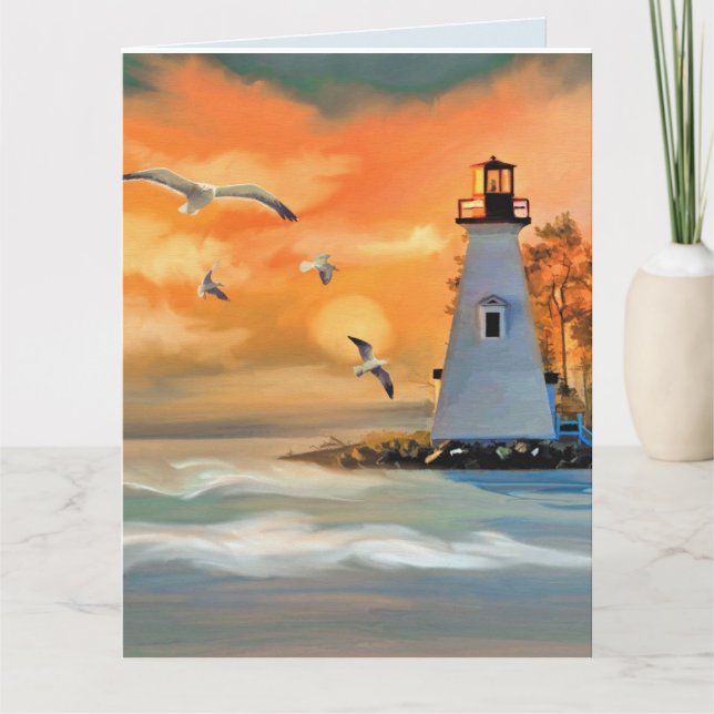 FATHER'S DAY LIGHTHOUSE SEASIDE Greeting Card (Front)
