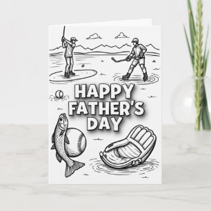Fathers Day Line Art Tribute Card