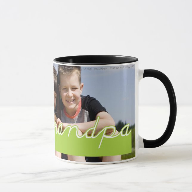 Fathers Day Love Grandpa Photo Green Text Design Mug (Right)