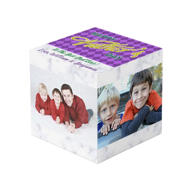 Father's Day Love Photo Collage 4 Pictures Cube (Front Angled)