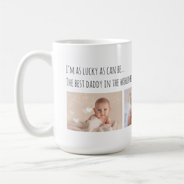 Father's Day Lucky Me Best Daddy Photos Customised Coffee Mug (Left)