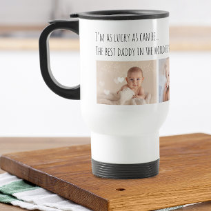 Father's Day Lucky Me Best Daddy Photos Customised Travel Mug
