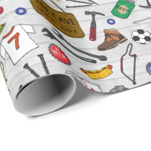 Fathers Day Man Shed Beer Den Wrapping Paper