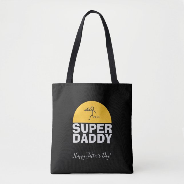 Father's Day Modern Design "SUPER DAD" Trendy Tote Bag (Front)
