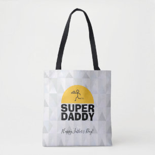 Father's Day Modern Design "SUPER DAD" Trendy Tote Bag