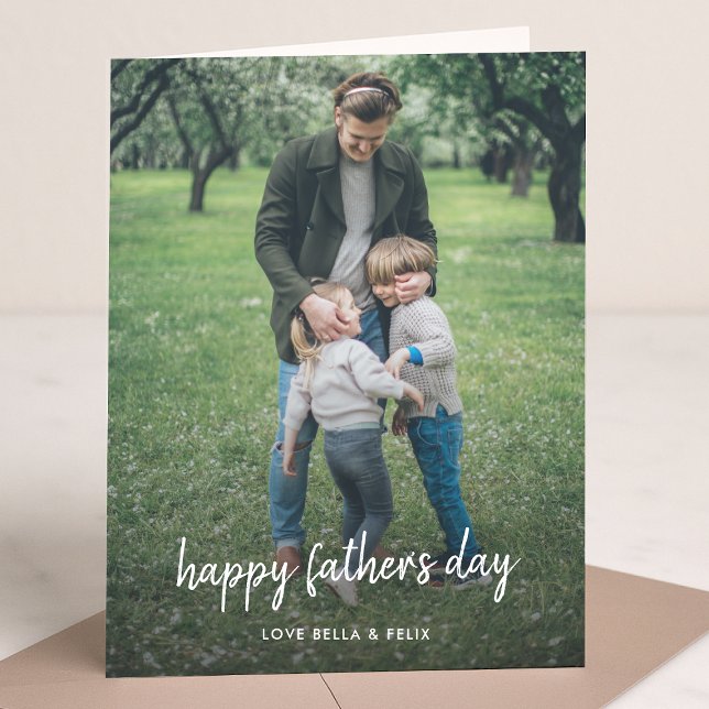 Father's Day | Modern Script Stylish Dad Photo Card (Creator Uploaded)