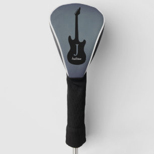 Father's Day Monogram Blue Grey Electric Guitar Golf Head Cover