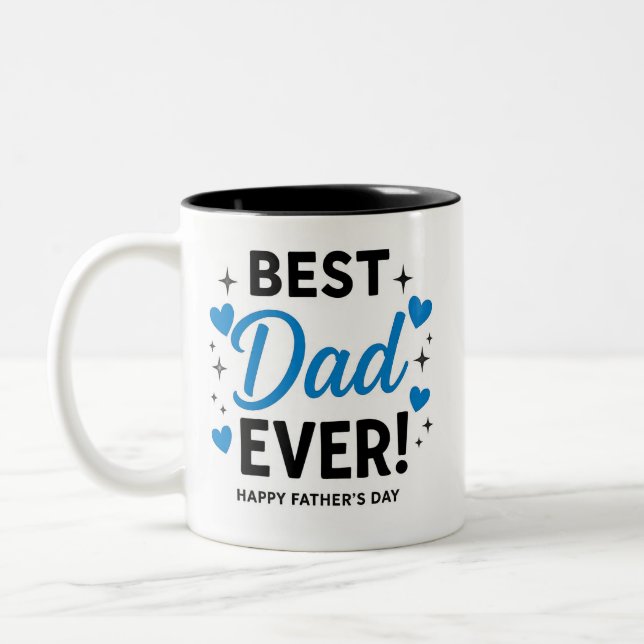 Father's Day Mug 2026 - Best Dad Ever Blue Handle  (Left)