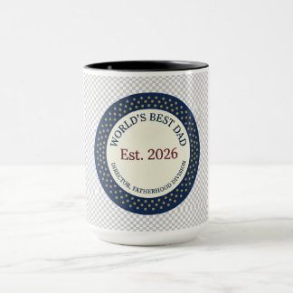 Father's Day Mug - Round Badge World's Best Dad Na