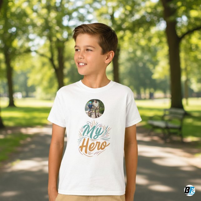 Father's Day | My Hero |  Photo With Dad  T-Shirt (Creator Uploaded)