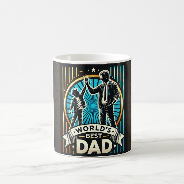 Fathers day Neon Art Black  Coffee Mug (Center)