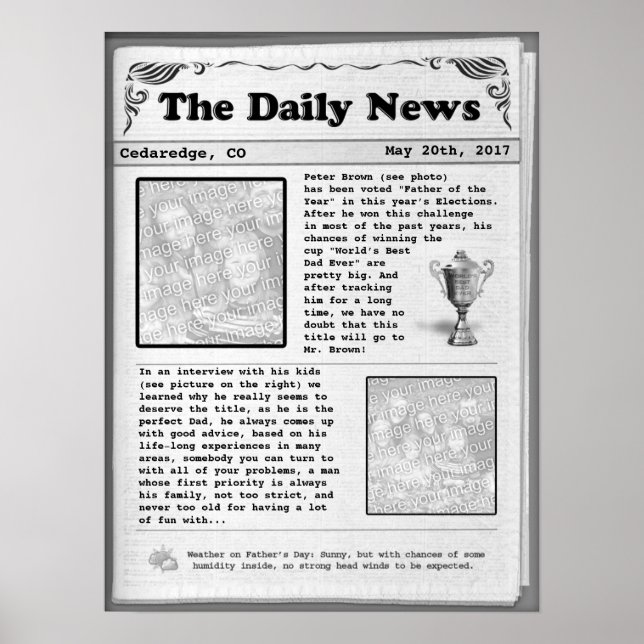 Father's Day Newspaper (customisable) Poster (Front)