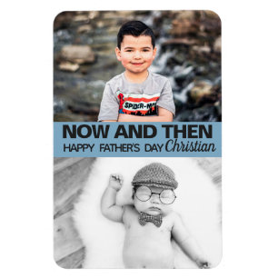  Father's day Now and then son's photographs Magnet