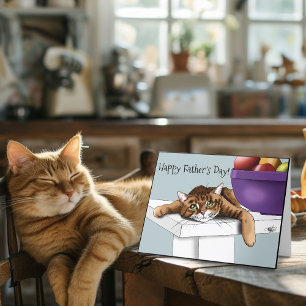 Father's Day Orange Tabby Cat Thank You Card