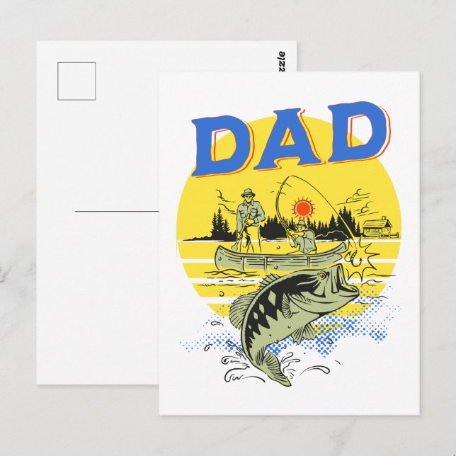 Father's Day Outdoors Fishing Boating Camping Dad Postcard (Front/Back)