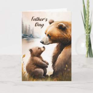 Father's Day Papa and Little Bear Looking At Each Card