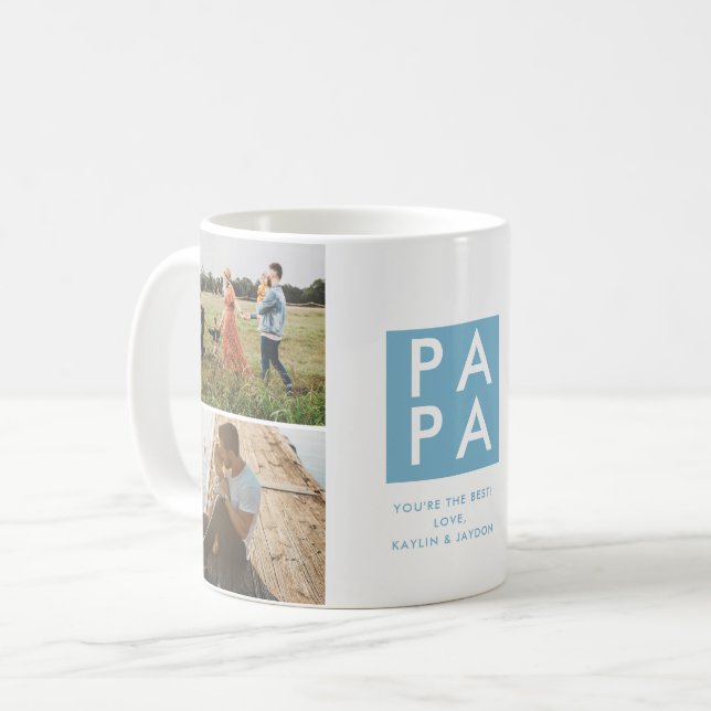 Father's Day Papa Photo Collage Coffee Mug (Front Left)