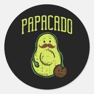 Fathers Day Papacado Papa Avocado Funny Vegan Guac Classic Round Sticker