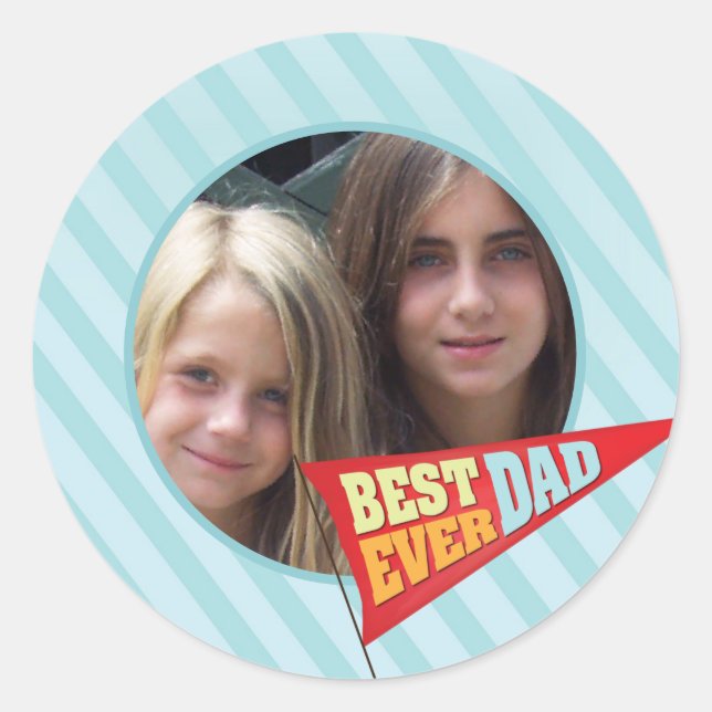 Father's Day Pennant   Classic Round Sticker (Front)