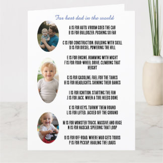 father's day personalised card with rhyme and pic